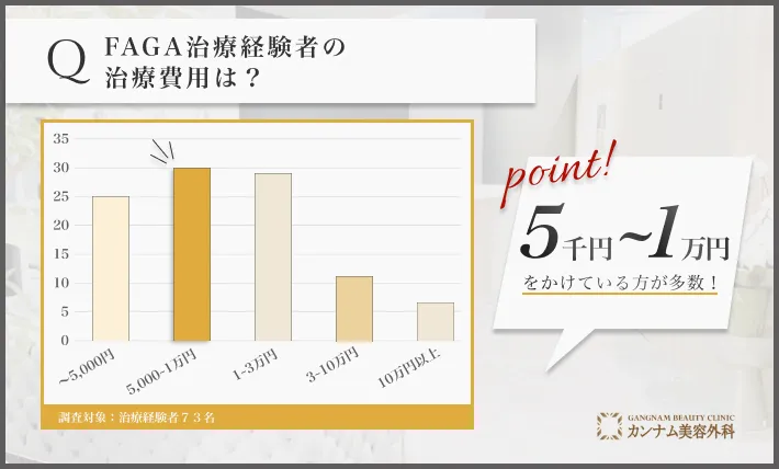 FAGA治療（女性の薄毛治療）経験者へのアンケート調査「FAGA治療（女性の薄毛治療）の費用」