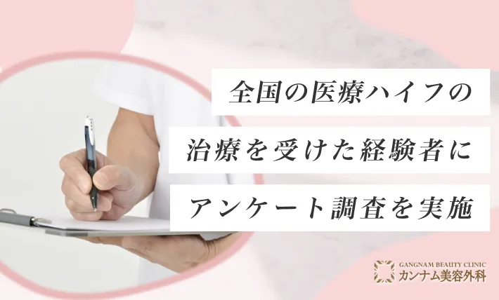 全国の医療ハイフ(HIFU)の治療を受けた経験者にアンケート調査を実施