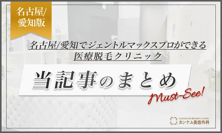 名古屋でジェントルマックスプロができる医療脱毛クリニック 当記事のまとめ