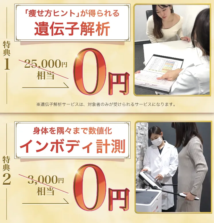 ディオクリニックの遺伝子解析（25,000円相当）・インボディ解析（3,000円相当）が無料