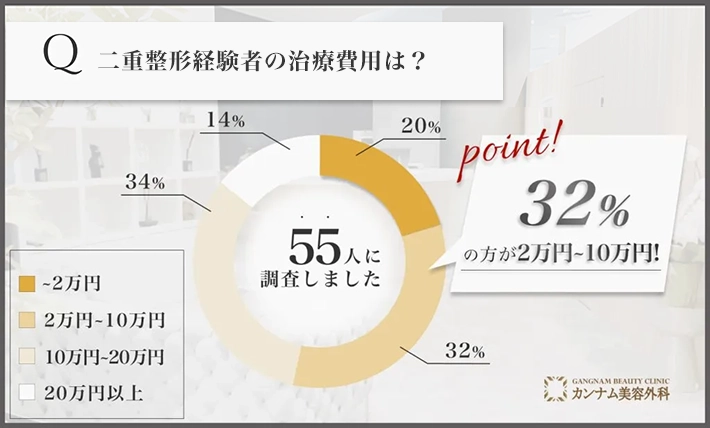 二重埋没を担当する先生の施術を受けた経験者への口コミアンケート調査「二重埋没の費用」