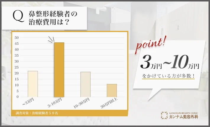 鼻整形経験者へのアンケート調査「鼻整形の費用」