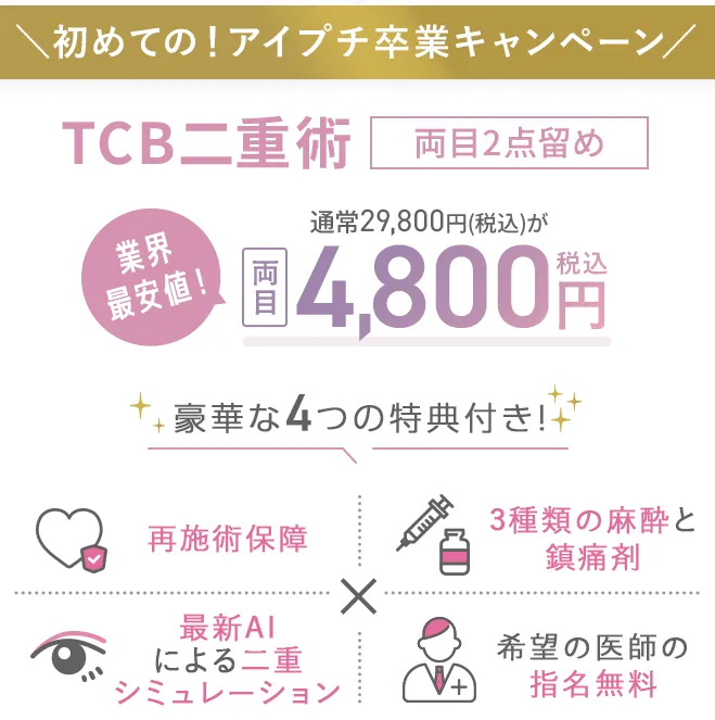 TCBの初めてのアイプチ卒業キャンペーン TCB二重術