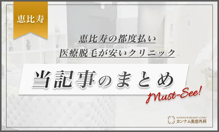 恵比寿の都度払い医療脱毛が安いクリニック 当記事のまとめ