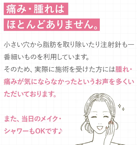 TCBのクマ取りは痛みや腫れがほとんどない