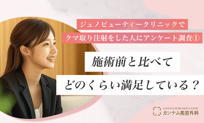 ジュノビューティークリニックでクマ取り注射をした人にアンケート調査① 施術前と比べてどのくらい満足している？