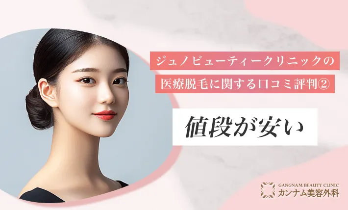 ジュノビューティークリニック(Juno)の医療脱毛に関する口コミ評判②値段が安い