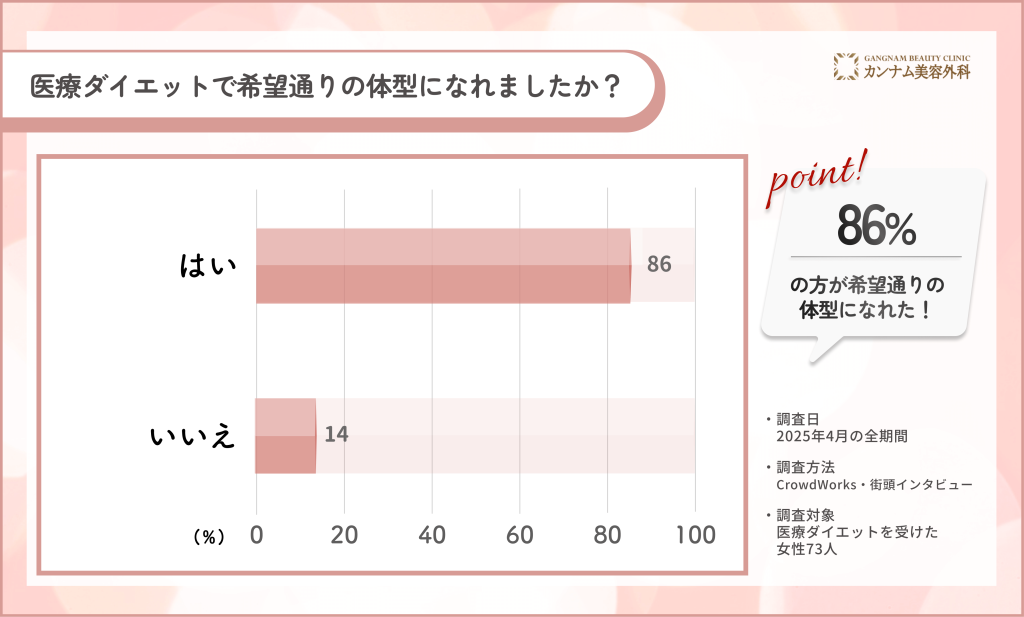 錦糸町の医療ダイエットで希望通りの体型に関するアンケート調査