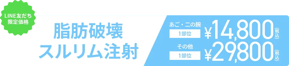 ジュノビューティークリニックのスルリム注射は14,800円(税込)~