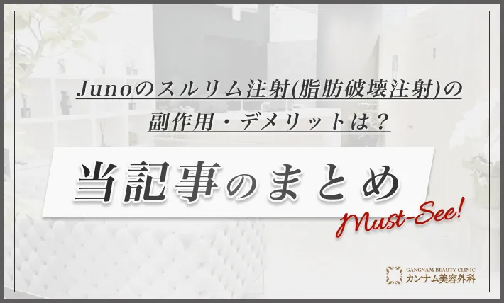 Junoのスルリム注射(脂肪破壊注射)の副作用・デメリットは? 当記事のまとめ