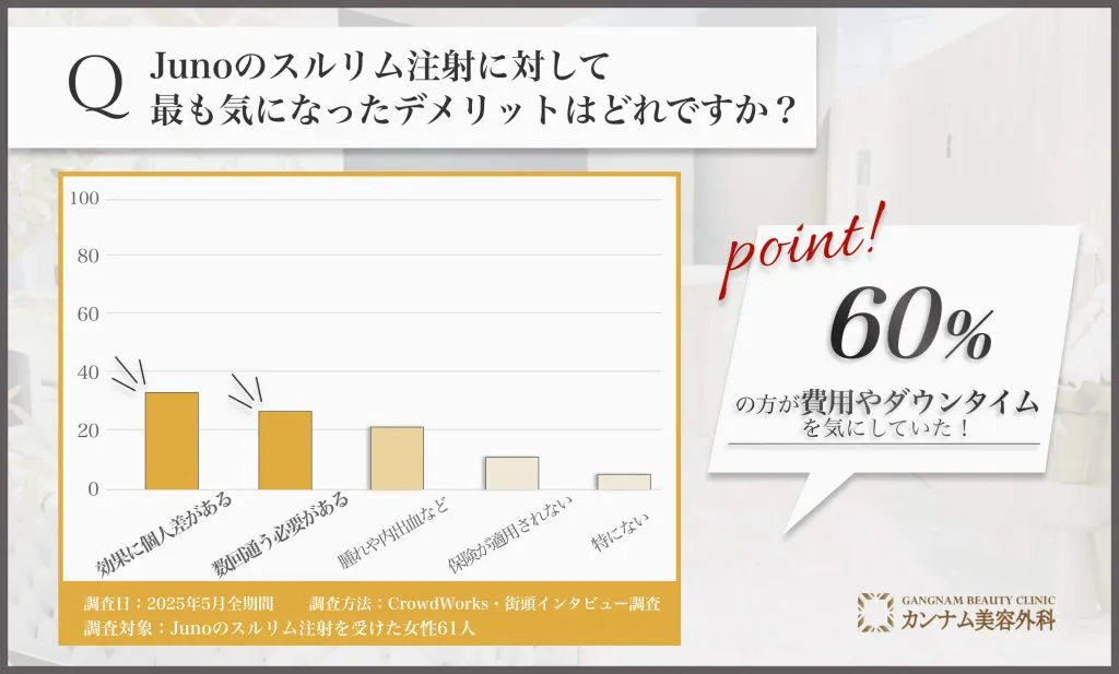 Junoのスルリム注射に関する主なデメリットの認識に関するアンケート調査