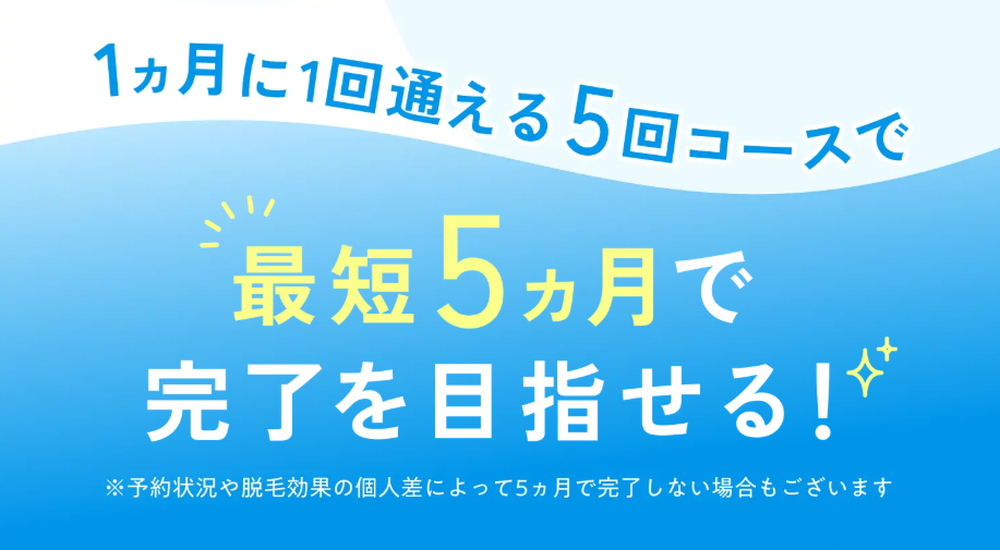 エミナルクリニックの医療脱毛は最短5ヶ月で完了を目指せる