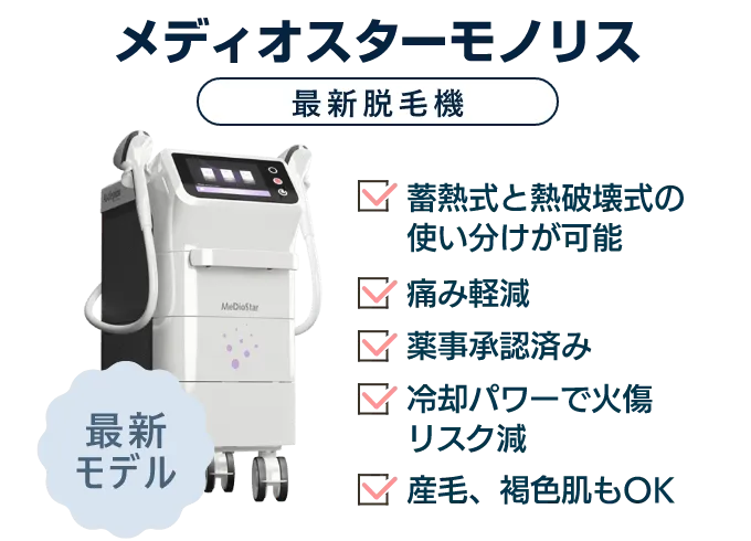府中で医療脱毛がおすすめのフレイアクリニック 脱毛機器