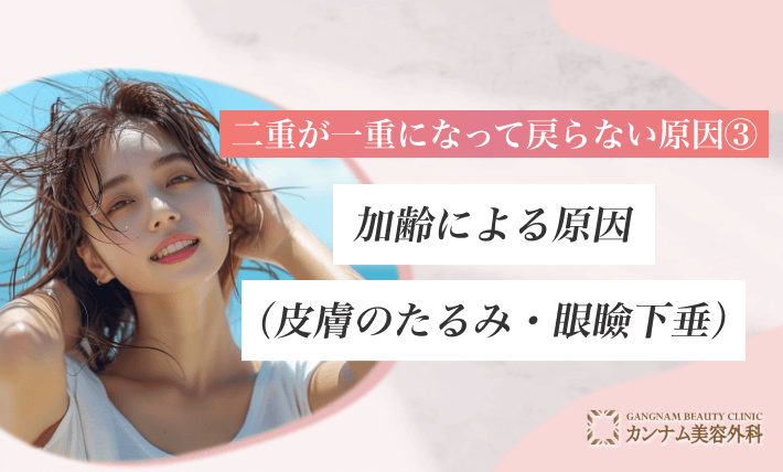 二重が一重になって戻らない原因③ 加齢による原因（皮膚のたるみ・眼瞼下垂）