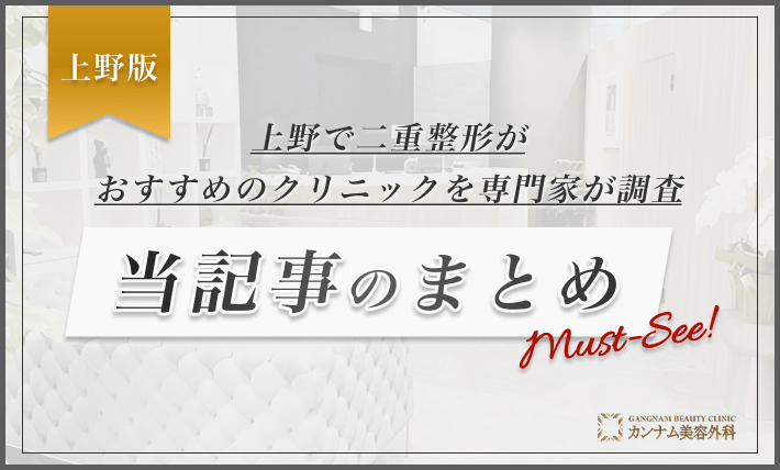 上野で二重整形がおすすめのクリニックを専門家が調査　当記事のまとめ