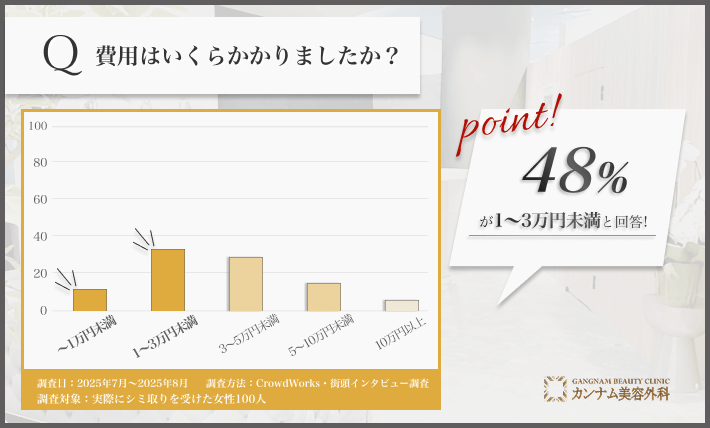 シミ取り治療費用についてのアンケート結果