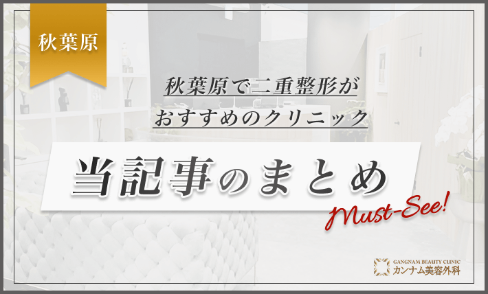 秋葉原で二重整形がおすすめのクリニック【徹底比較！専門家が調査】　当記事のまとめ