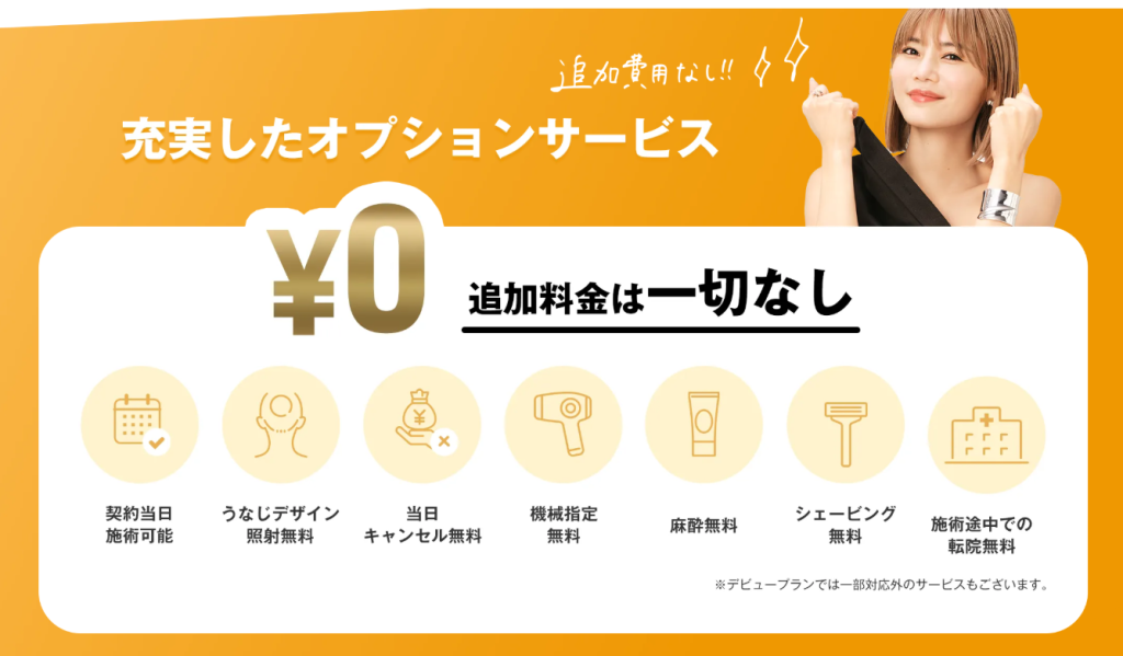 レジーナクリニック　追加料金なし