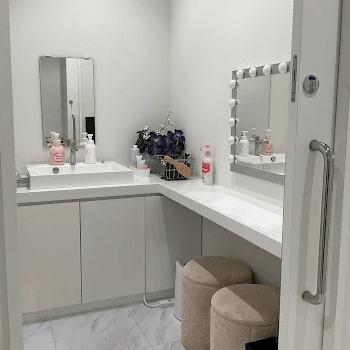 Bellis skin clinicのほくろ除去を受けた後のパウダールーム