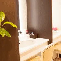 せきかわ皮ふ科のほくろ除去を受けた後のパウダールーム