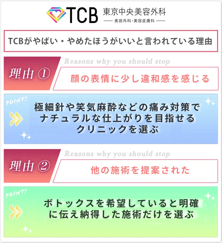TCB東京中央美容外科のボトックス注射はやばい・やめた方がいい理由